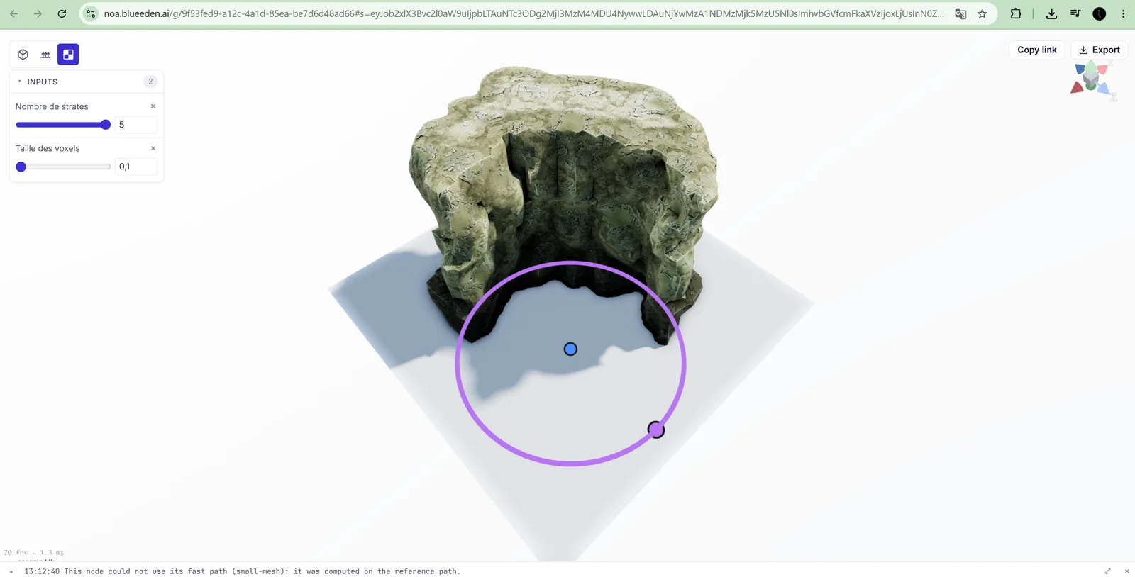 Un configurateur de rocher noa ouvert via un simple lien public