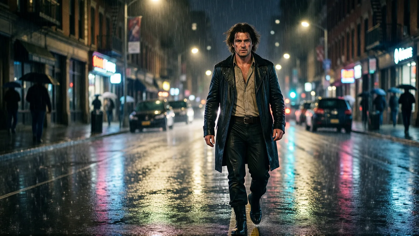 Rue de nuit sous la pluie, image produite avec Smart Assets